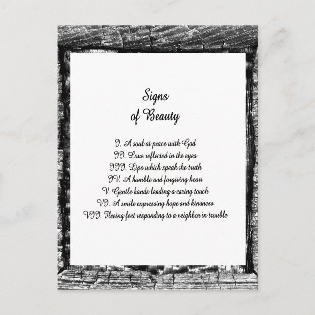 Zeichen der Schönheit Postkarte (Vorderseite)