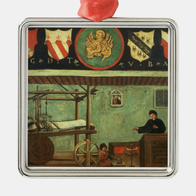 Zeichen der venezianischen Innung der Weber Silbernes Ornament (Vorne)