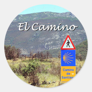 Zeichen El Camino de Santiago (Überschrift) Runder Aufkleber