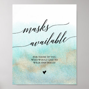 Zeichen für Aqua und Gold Wasserfarbmasken Poster
