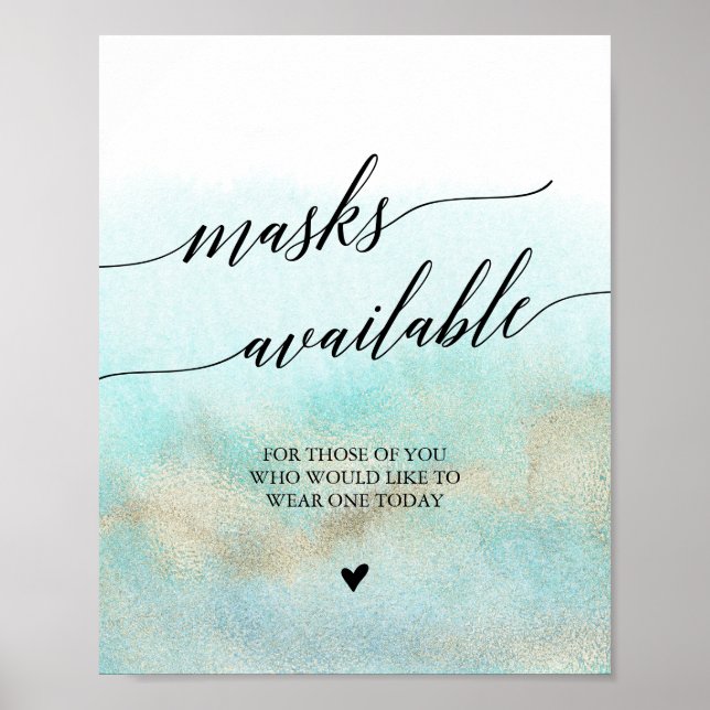 Zeichen für Aqua und Gold Wasserfarbmasken Poster (Vorne)