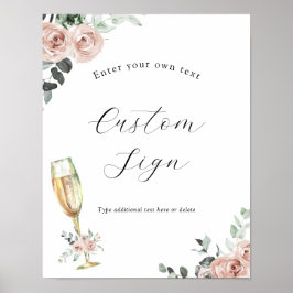 Zeichen für Brunch und Blubbly-Floral Poster