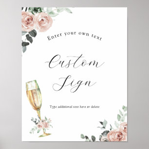 Zeichen für Brunch und Blubbly-Floral Poster