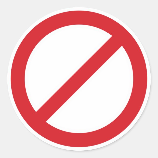 Zeichen für das Verbot/Symbol Runder Aufkleber (Vorderseite)