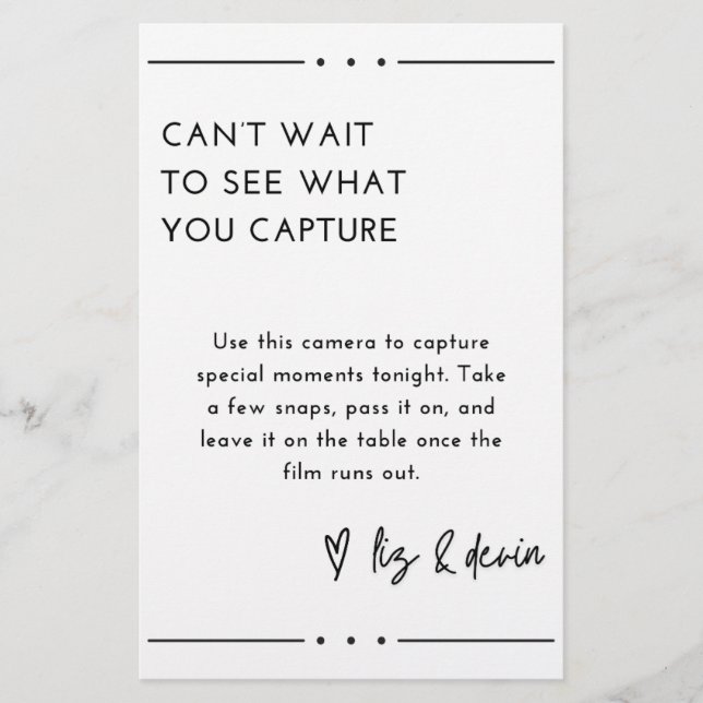 Zeichen für den freien Camera-Tisch Briefpapier (Vorderseite)