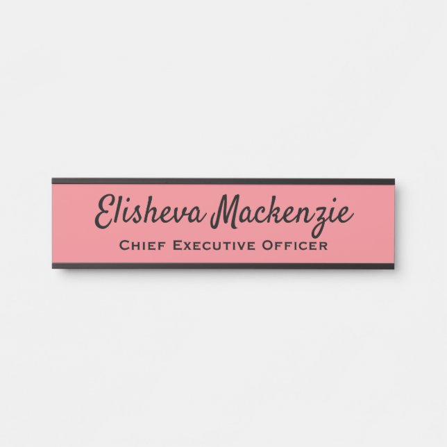 Zeichen für den Türnamen des Büros - Rosa Türschild (Vorderseite )