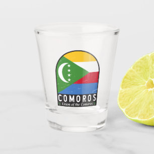 Zeichen für die Comoros-Fahne gestört Vintag Schnapsglas
