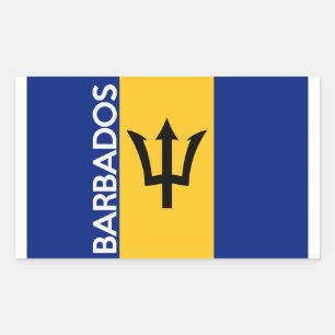 Zeichen für die Flagge des Landes Barbados Rechteckiger Aufkleber