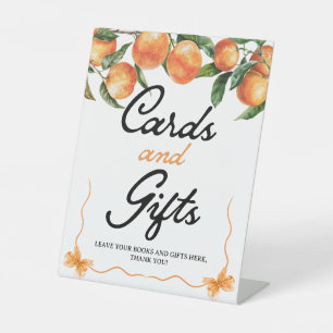 Zeichen für Karten und Geschenke Orange Baby Dus Sockelschild