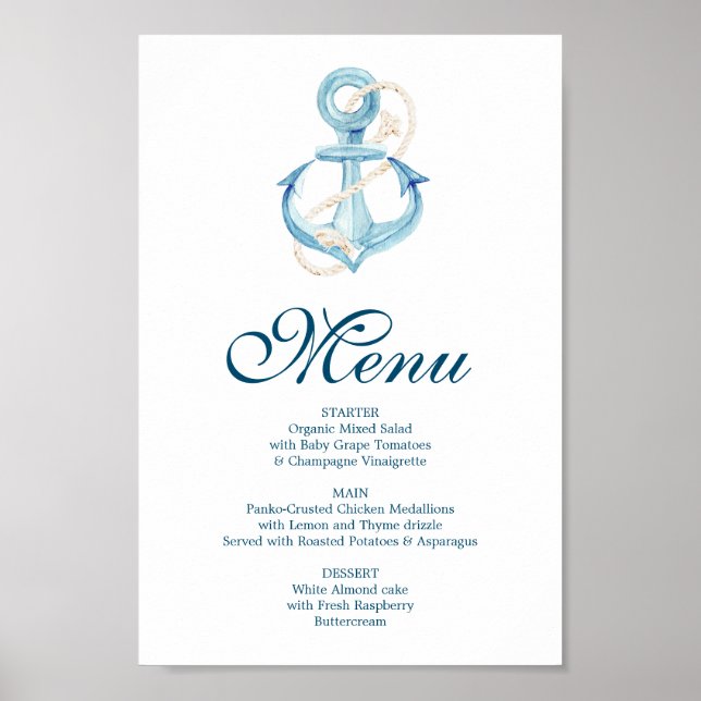 Zeichen für Nautische Marine oder Bar Menu Poster (Vorne)