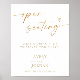 Zeichen für offene Sitze Gold Foil Effect Weddin Poster