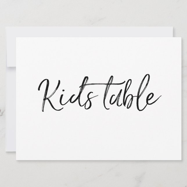 Zeichen "Kids Table" | Stilvolle Handschrift (Vorderseite)