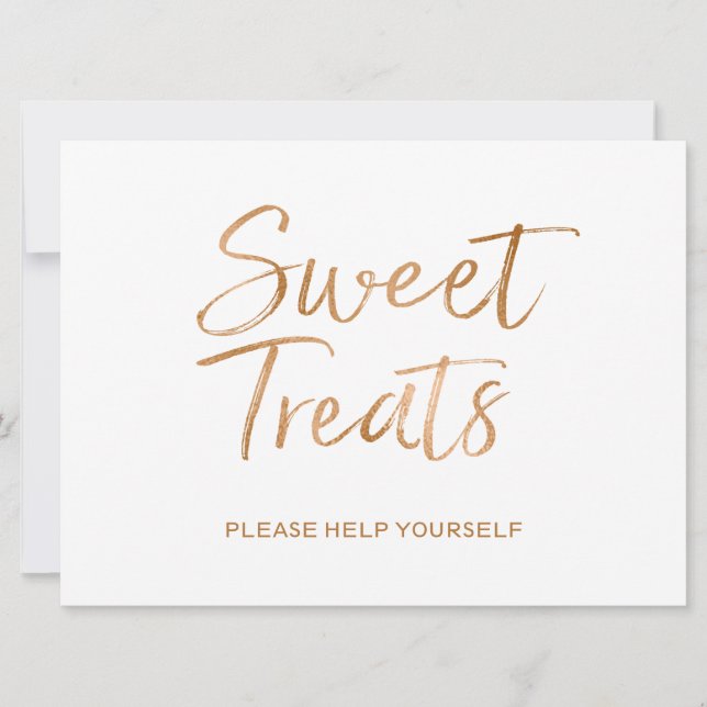 Zeichen "Sweet Leckereien"| Stilvolle Gold - Rose Einladung (Vorderseite)