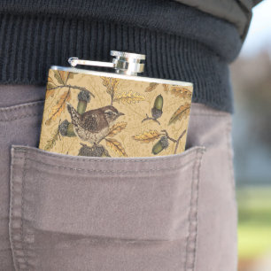 Zeichen und Eicheln auf Honig Flachmann