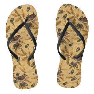 Zeichen und Eicheln auf Honig Flip Flops