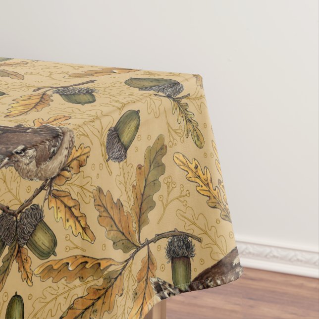 Zeichen und Eicheln auf Honig Tischdecke (Beispiel)