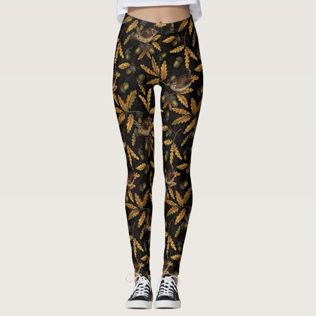 Zeichen und Eicheln auf schwarz Leggings (Vorderseite)