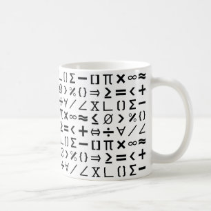 Zeichen und Symbole für schwarz-weiße Mathematik Kaffeetasse