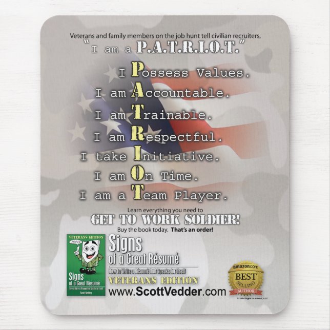 Zeichen von einem großen Résumé: Veteranen-Ausgabe Mousepad (Vorne)