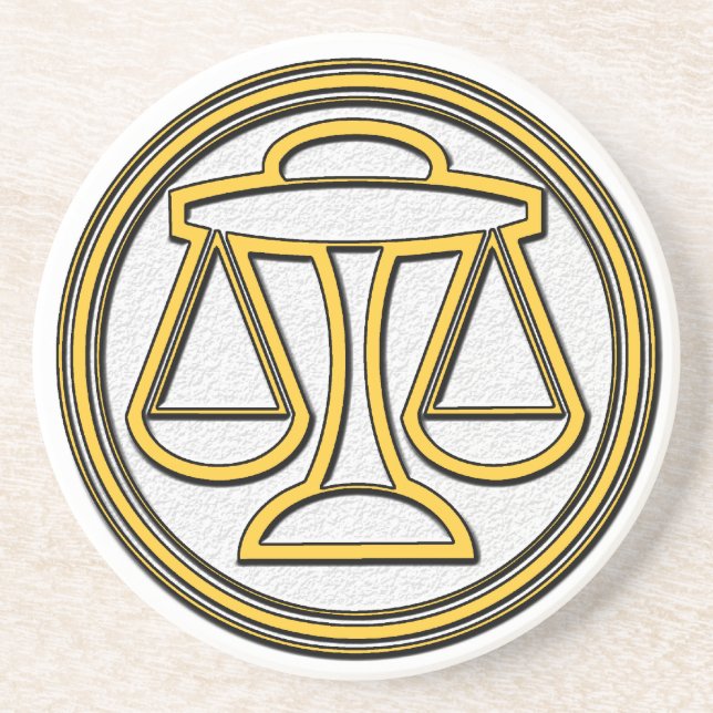 Zeichen von Libra Sandstein Untersetzer (Vorne)