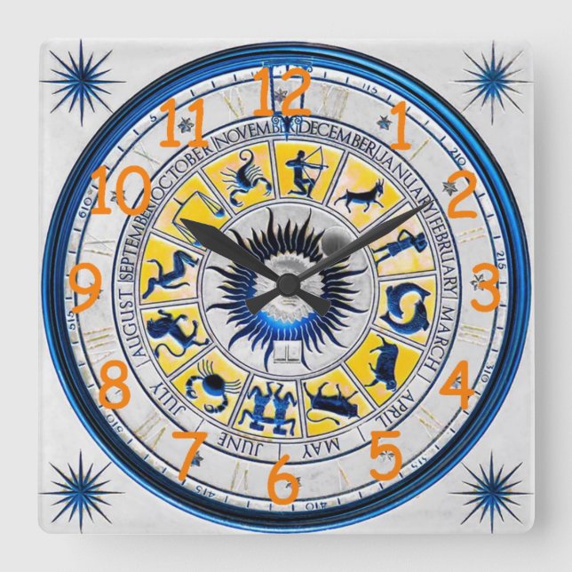 Zeichen-Wanduhr Quadratische Wanduhr (Vorderseite)