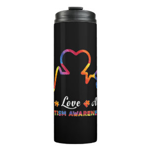 Zeichenketten Closurelic, Liebe, Akzeptanz, Autism Thermosbecher