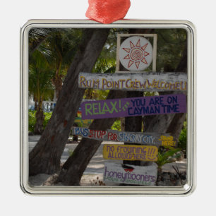 Zeichenpost Rum Point Grand Cayman Ornament Aus Metall