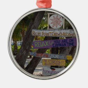Zeichenpost Rum Point Grand Cayman Silbernes Ornament