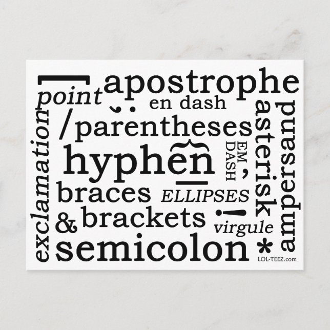 Zeichensetzung Postkarte (Vorderseite)