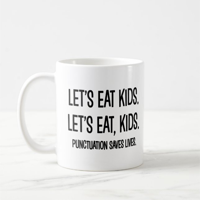 Zeichensetzung Rette Lives Grammar Funny Kaffeetasse (Links)