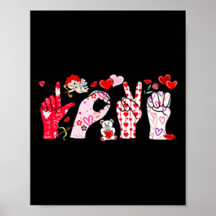 Zeichensprache Sped Teacher Valentine Autismus Lie Poster