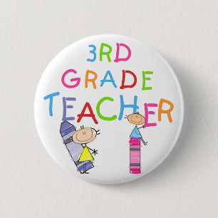 Zeichenstift-3. Grad-Lehrer-T-Shirts und Geschenke Button