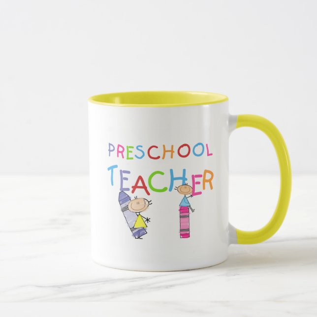Zeichenstift-Vorschullehrer-T-Shirts und Geschenke Tasse (Rechts)