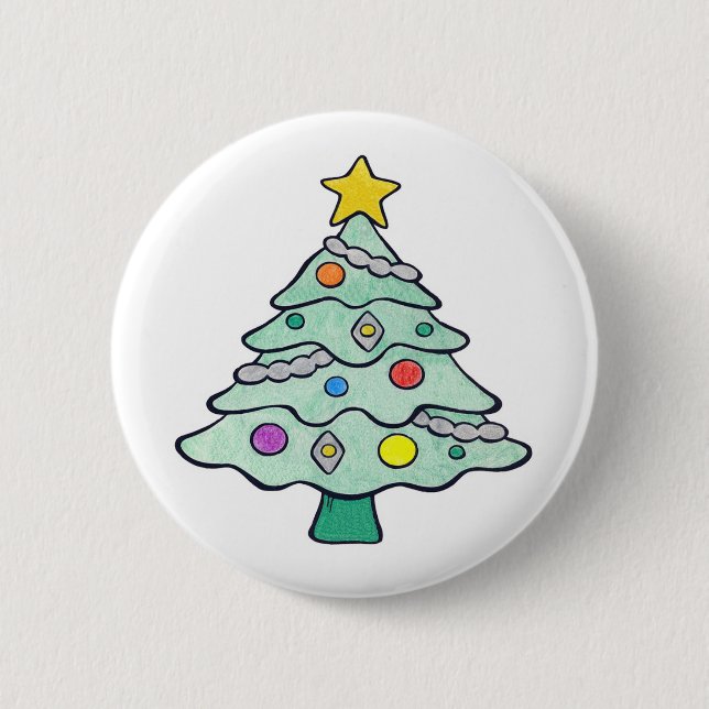 Zeichenstift-Weihnachtsbaum Button (Vorderseite)