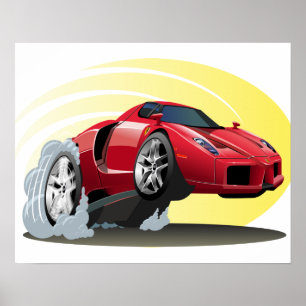 Zeichentrick-auto Poster