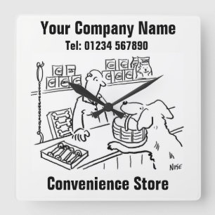 Zeichentrick Convenience-Store Quadratische Wanduhr
