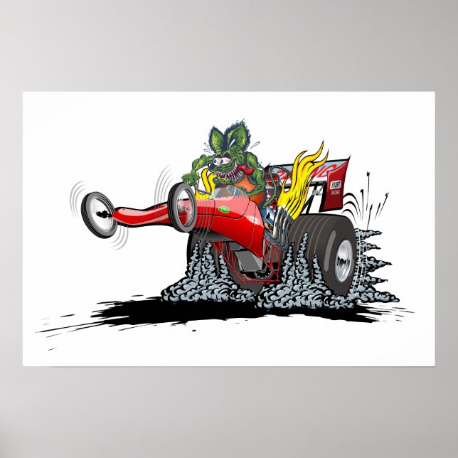 Zeichentrick-Dragster Poster (Vorne)