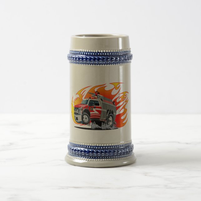 Zeichentrick-Feuerwehrauto Bierglas (Mittel)