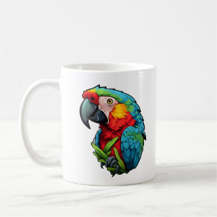 Zeichentrick-Illustration eines Papageis Kaffeetasse