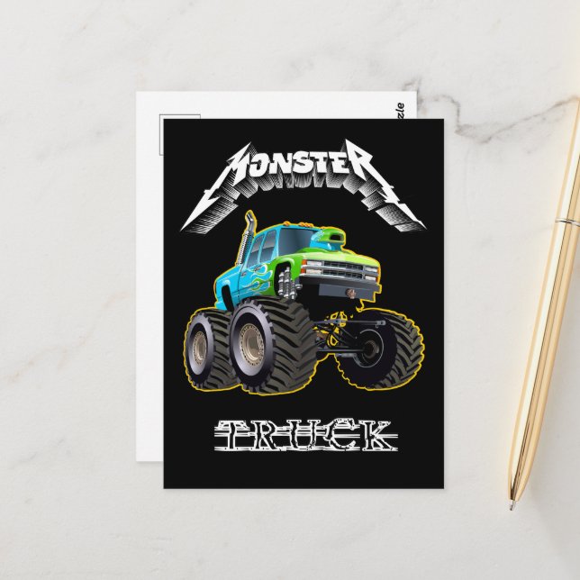 Zeichentrickauto Postkarte (Vorderseite/Rückseite Beispiel)