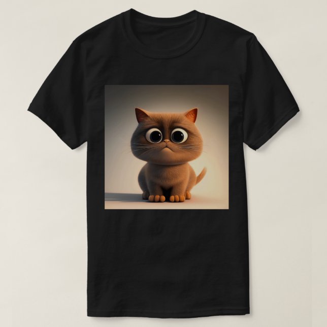 Zeichentrickdarstellung einer niedlichen Katze T-Shirt (Design vorne)