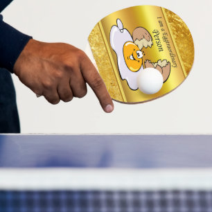 Zeichentrickeier mit großem Lächeln Tischtennis Schläger