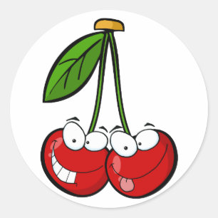 Zeichentrickfiguren von Red Cherry Runder Aufkleber