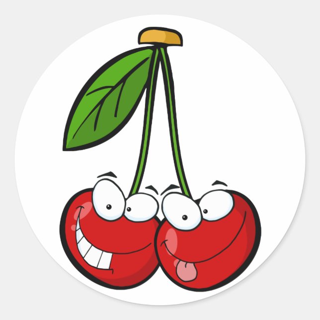Zeichentrickfiguren von Red Cherry Runder Aufkleber (Vorderseite)