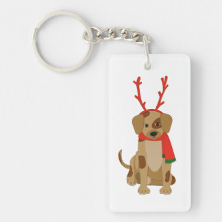 Zeichentrickhund mit Geweih und Schal Schlüsselanhänger
