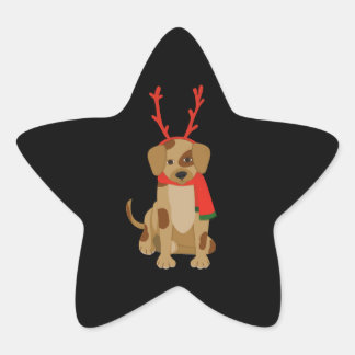 Zeichentrickhund mit Geweih und Schal Stern-Aufkleber
