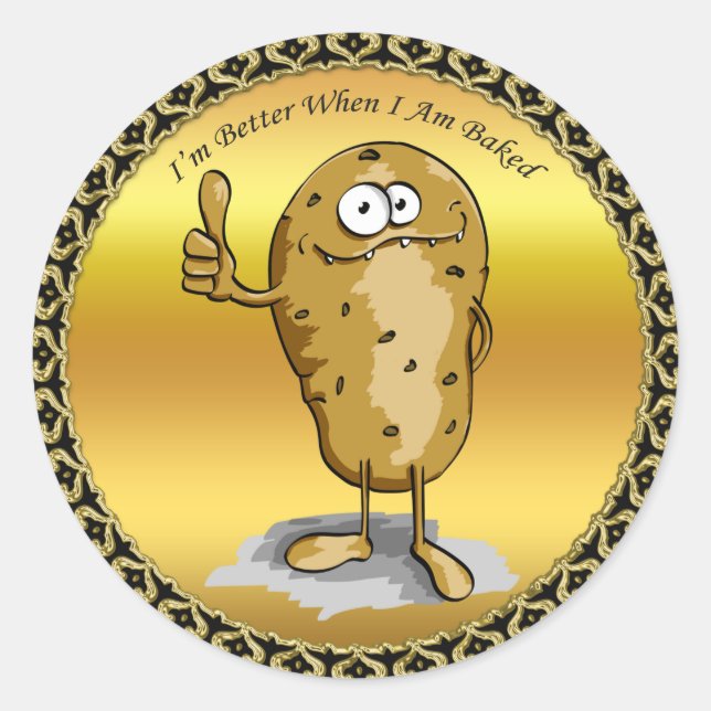 Zeichentrickkartoffel mit großen Augen 3 Runder Aufkleber (Vorderseite)