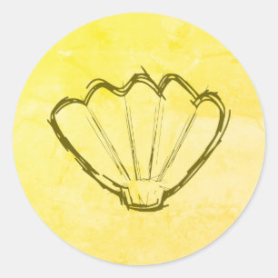 Zeichentrickskizze auf altem Papier Runder Aufkleber