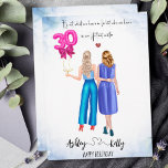 Zeichn Best Friend 30. Happy Birthday Card Einladung<br><div class="desc">Feiern Sie Ihren besonderen Tag stilvoll mit unserer einzigartigen Women's Personalisiert Best Friend Happy Birthday Handmade Card für ihren Sister Bestie Cousin</div>