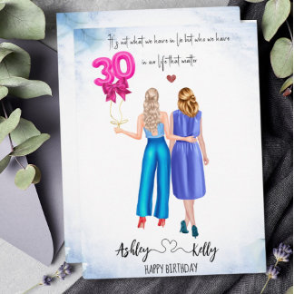 Zeichn Best Friend 30. Happy Birthday Card Einladung